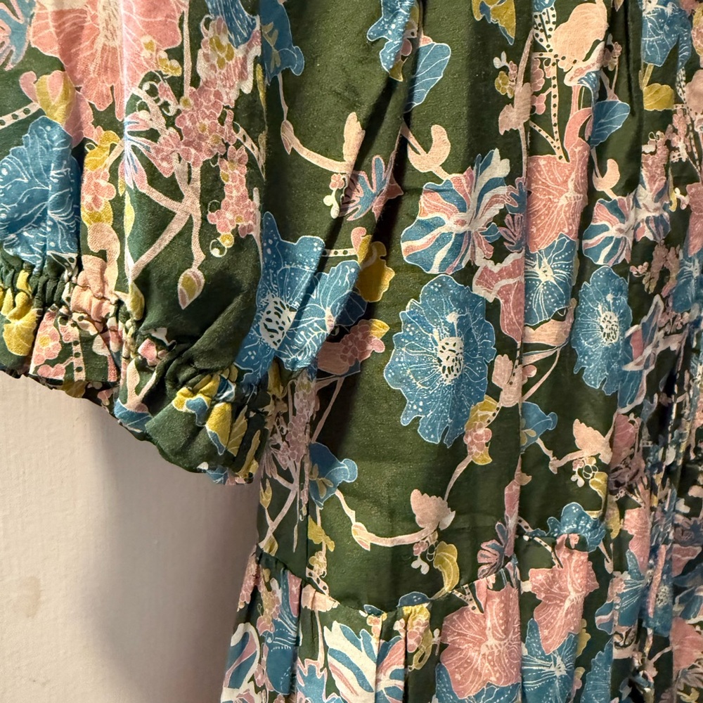 Trovata California Birds of Paradise Brand XL silk Floral Long Sleeve Dress maxi - Picture 14 of 16